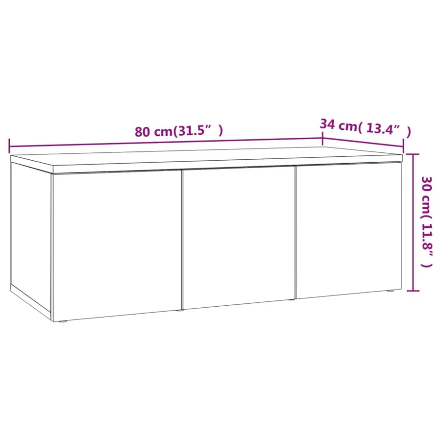 Meuble TV Gris béton 80x34x30 cm Bois d'ingénierie - 9
