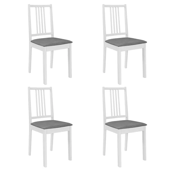 Chaises à manger avec coussins lot de 4 blanc bois solide