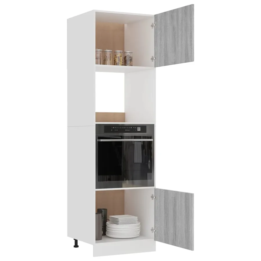 Meuble micro-ondes "Lyon" Gris Sonoma 60 x 57 x 207 cm Bois d'ingénierie - 4