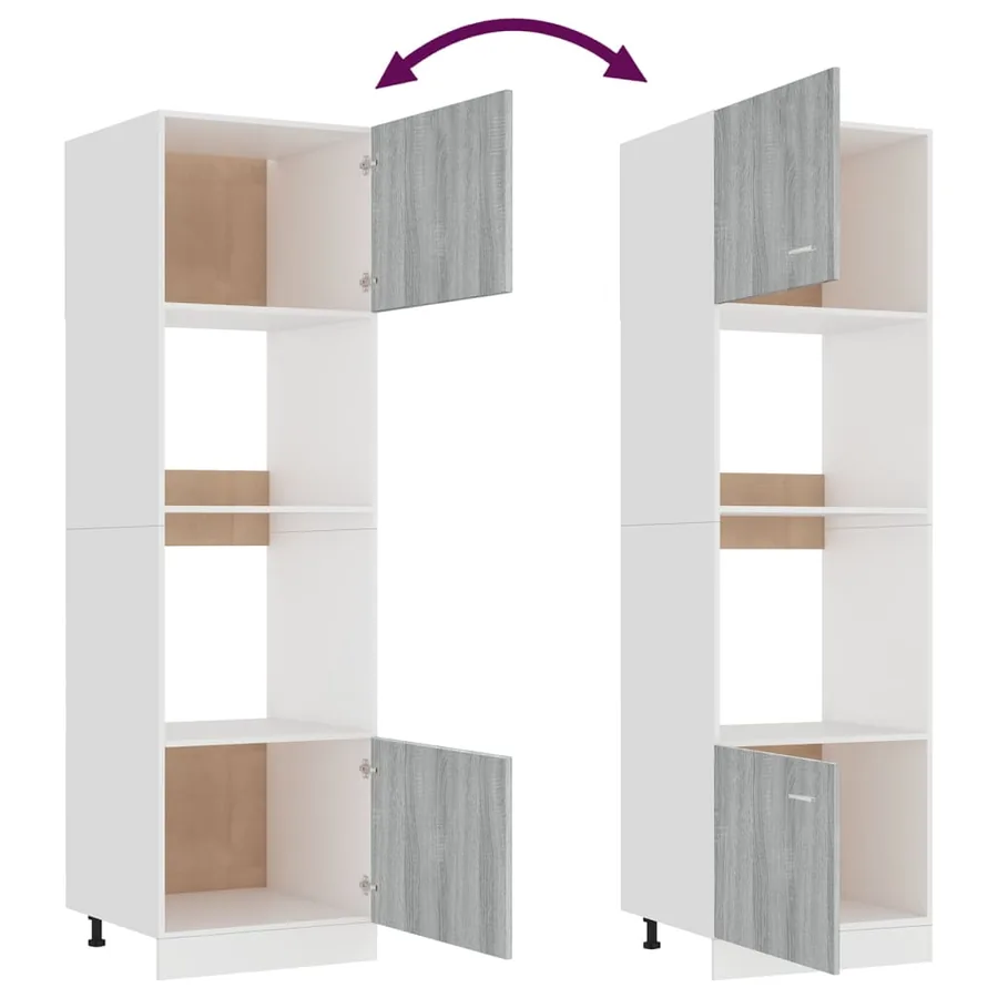 Meuble micro-ondes "Lyon" Gris Sonoma 60 x 57 x 207 cm Bois d'ingénierie - 7