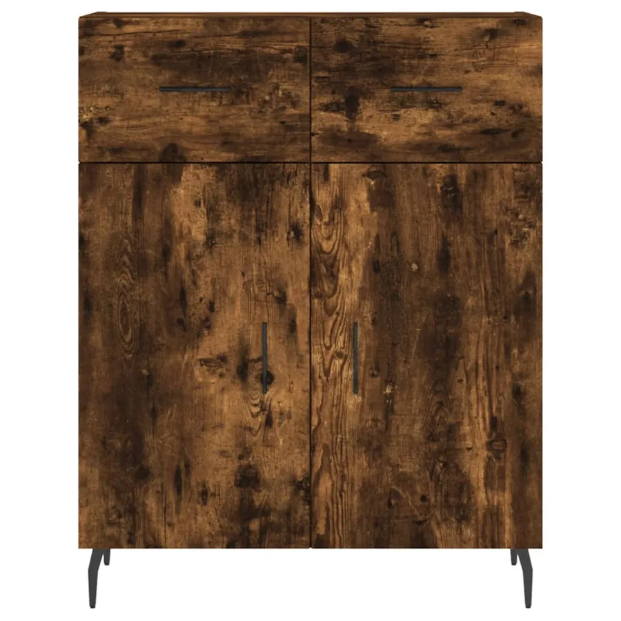 Buffet haut Chêne fumé 69,5x34x180 cm Bois d'ingénierie - 8