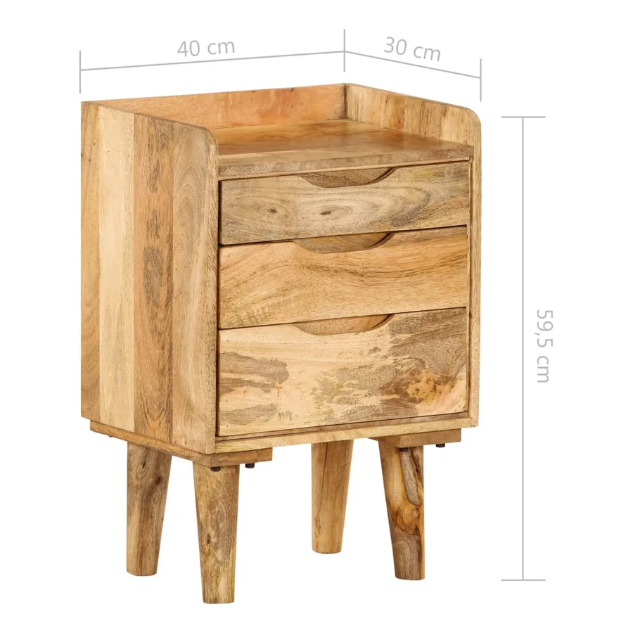 Table de chevet Bois de manguier massif 40 x 30 x 59,5 cm - 12
