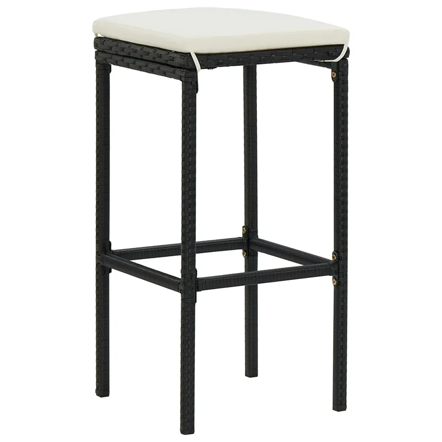 Tabourets de bar avec coussins lot de 6 noir résine tressée - 2