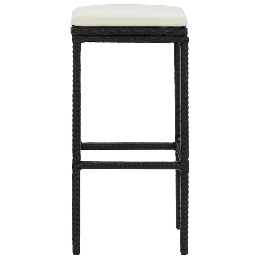 Tabourets de bar avec coussins lot de 6 noir résine tressée - 4