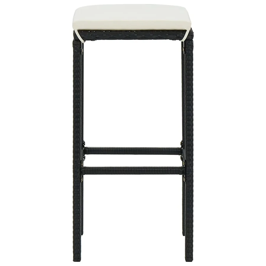 Tabourets de bar avec coussins lot de 6 noir résine tressée - 5