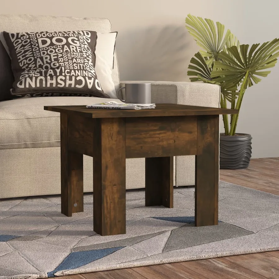 Table basse chêne fumé 55x55x42 cm bois d'ingénierie