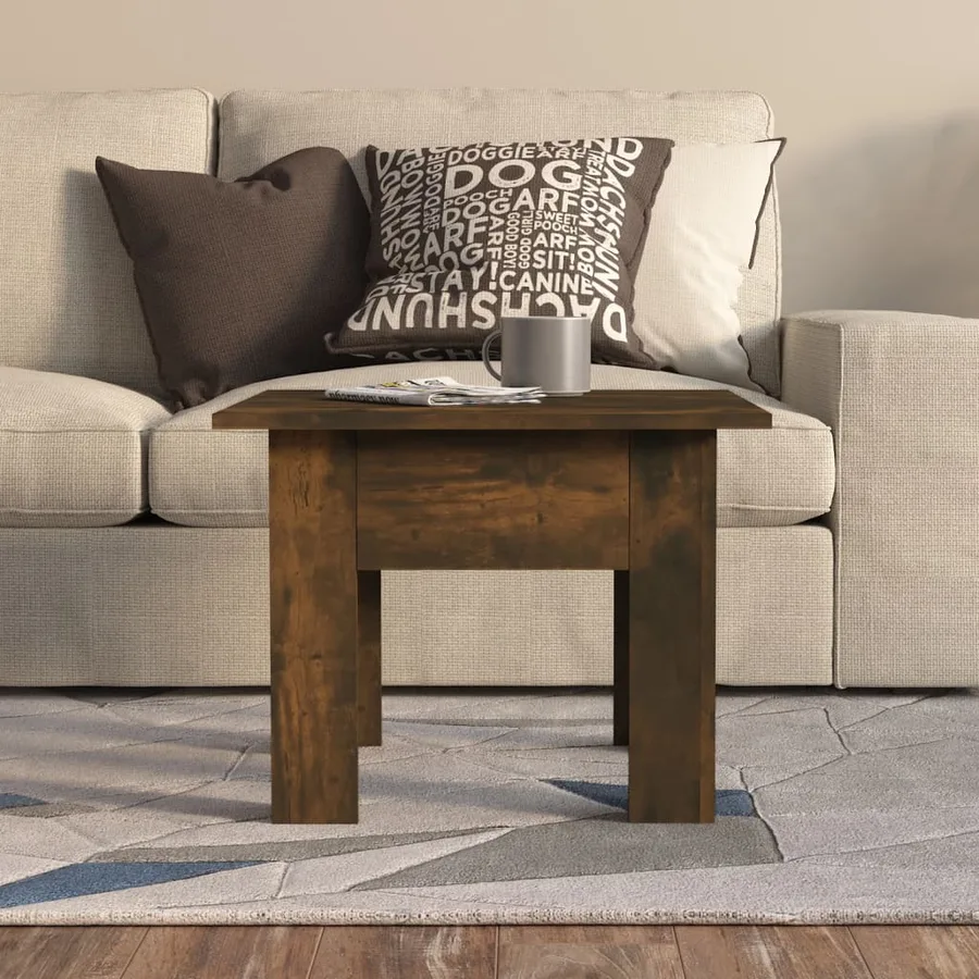 Table basse chêne fumé 55x55x42 cm bois d'ingénierie - 3