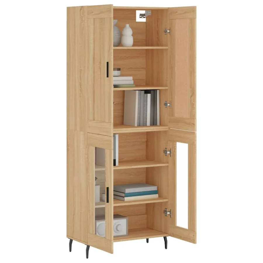 Buffet haut Chêne sonoma 69,5x34x180 cm Bois d'ingénierie - 3