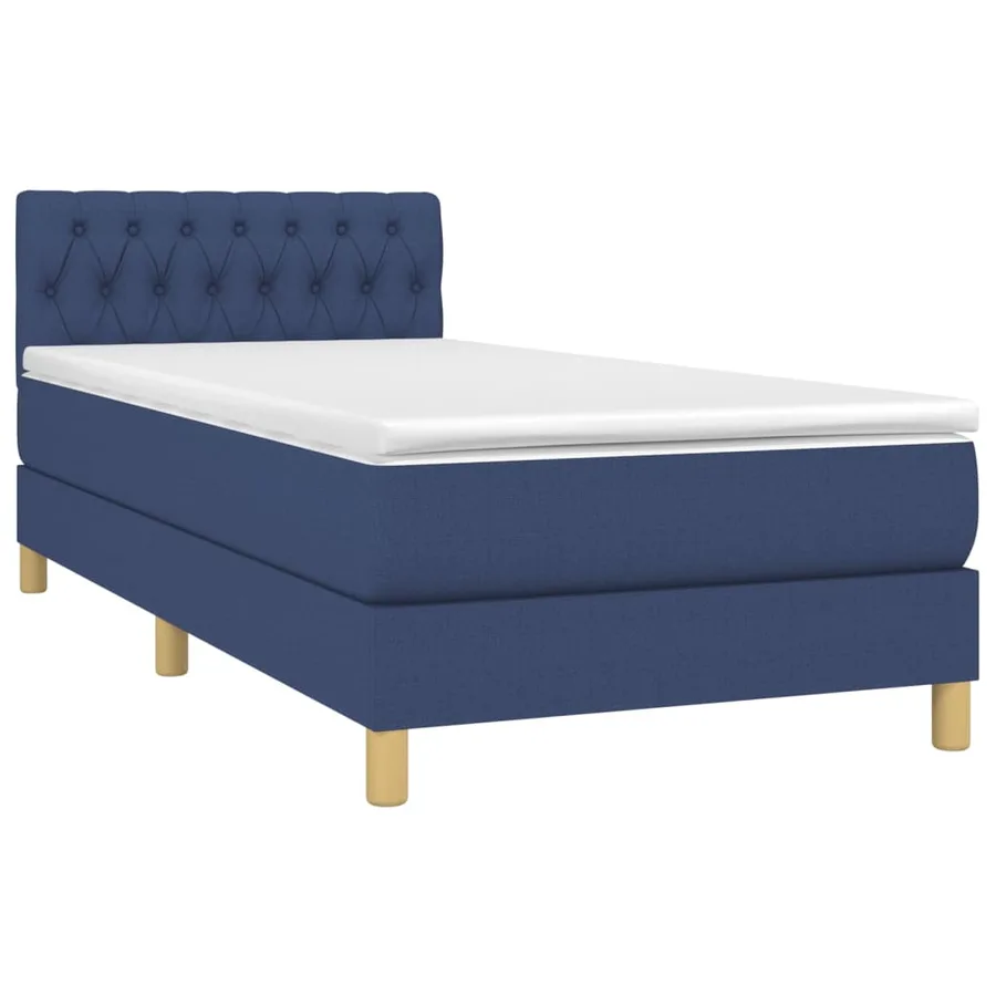 Sommier à lattes de lit avec matelas et LED Bleu 90x200cm Tissu - 3