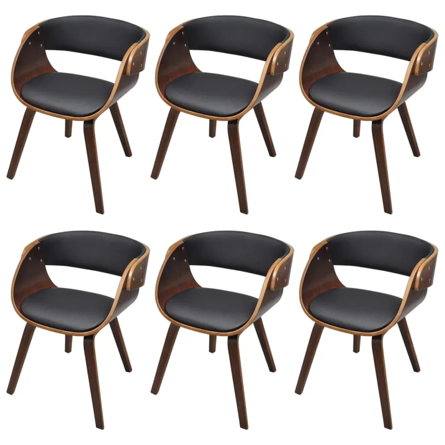 Chaises à manger lot de 6 marron similicuir - 2