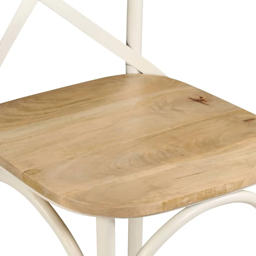 Chaises à dossier croisé lot de 4 blanc bois de manguier massif - 10