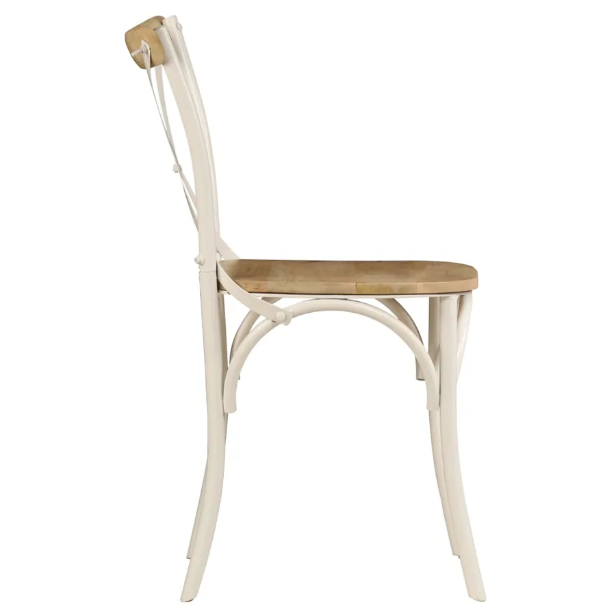 Chaises à dossier croisé lot de 4 blanc bois de manguier massif - 6