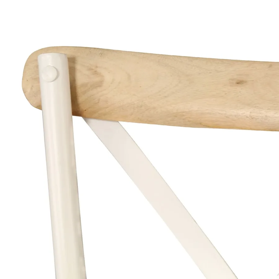 Chaises à dossier croisé lot de 4 blanc bois de manguier massif - 7