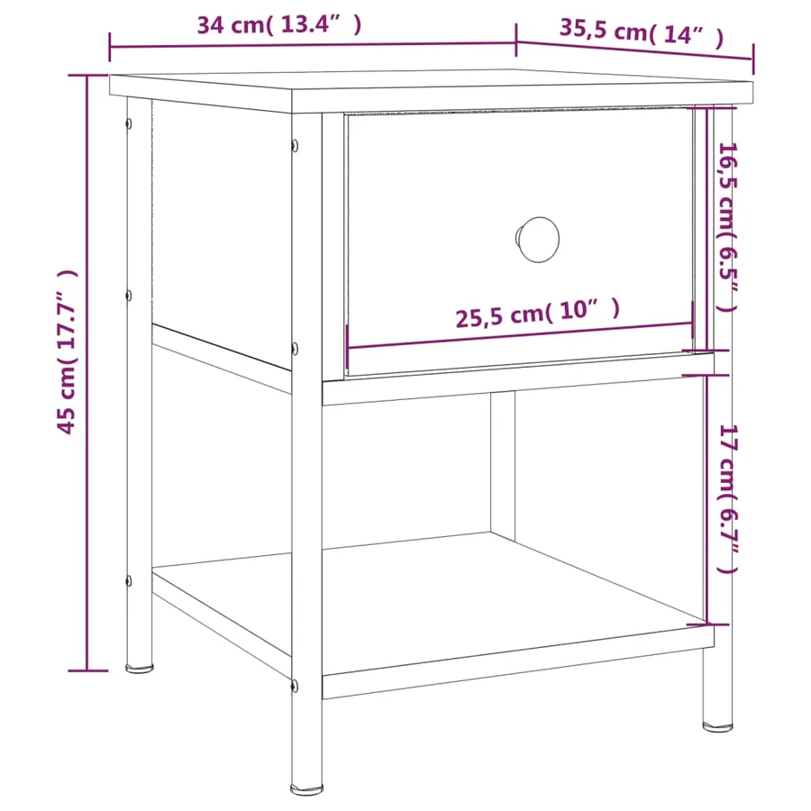 Tables de chevet 2pcs chêne fumé 34x35,5x45cm bois d’ingénierie - 12