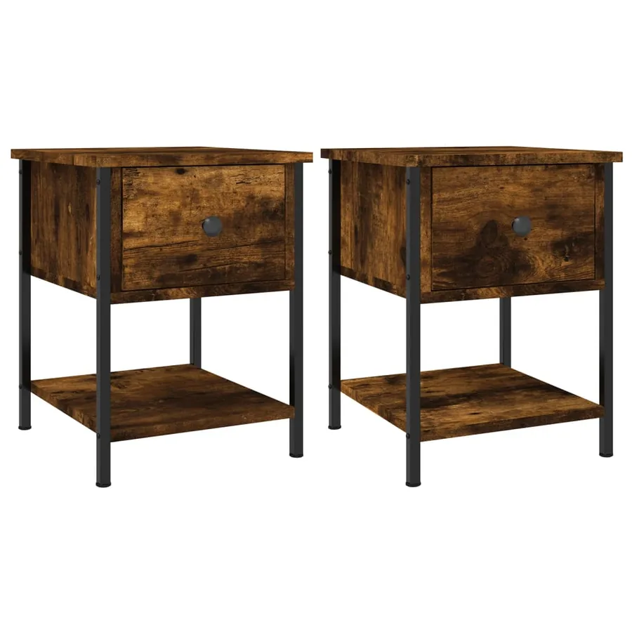 Tables de chevet 2pcs chêne fumé 34x35,5x45cm bois d’ingénierie - 2