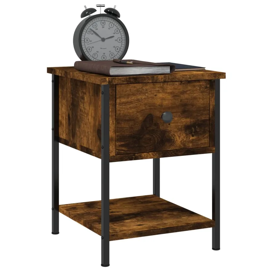 Tables de chevet 2pcs chêne fumé 34x35,5x45cm bois d’ingénierie - 4