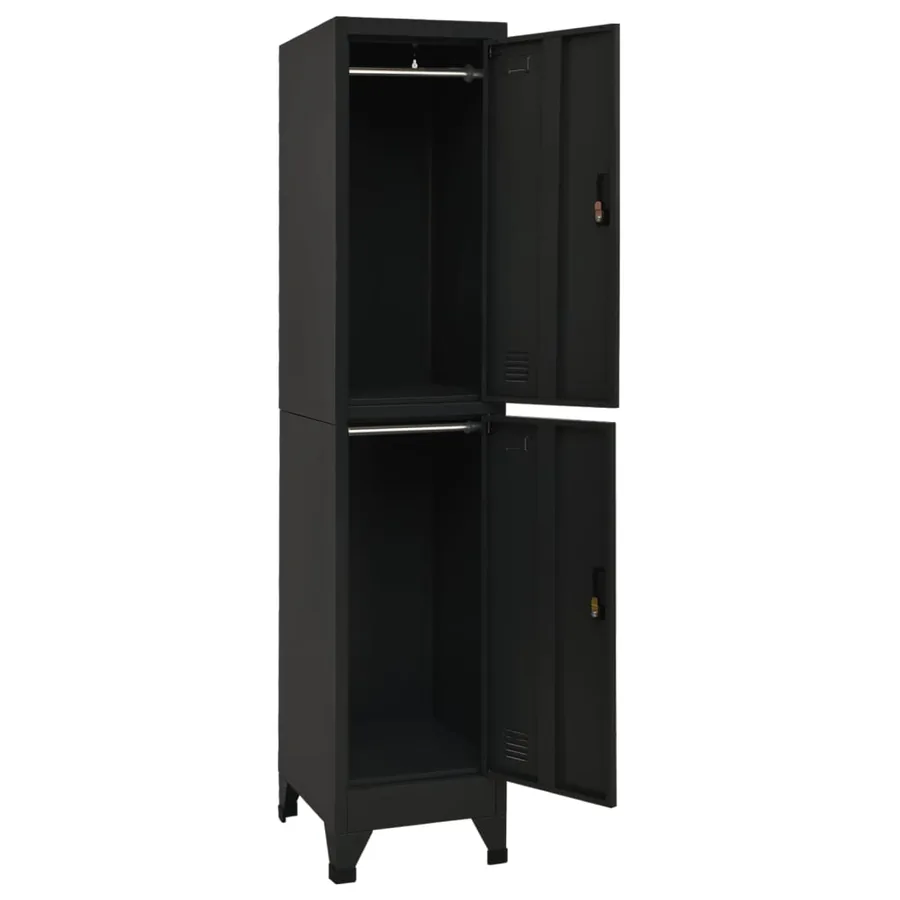 Armoire à casiers Noir 38x45x180 cm Acier - 3