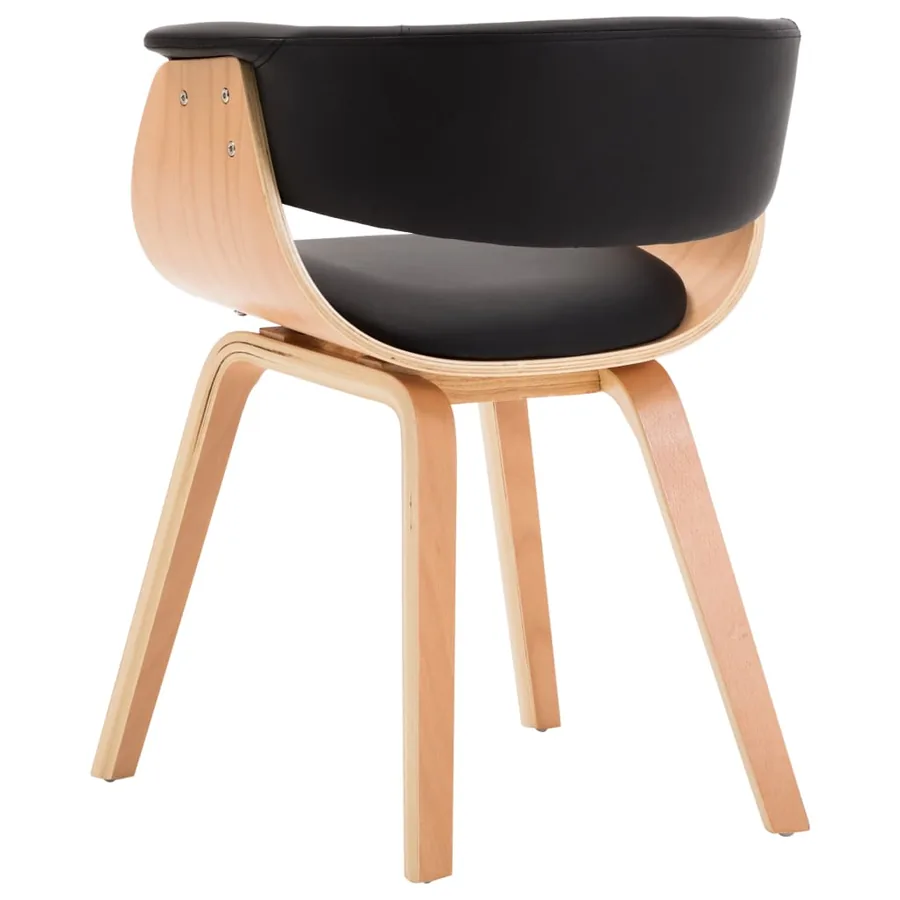 Chaises à manger lot de 2 noir bois courbé et similicuir - 5