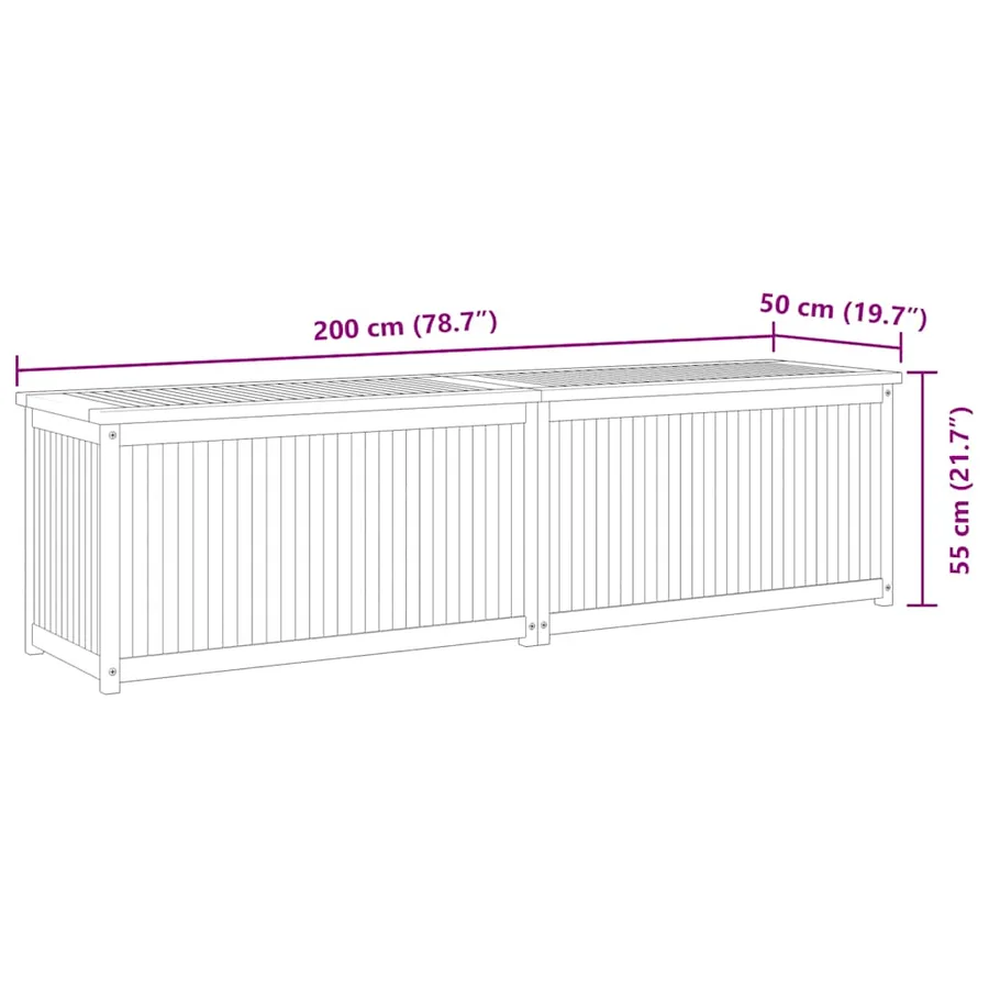 Boîte de jardin 200x50x55 cm Bois massif de teck - 10