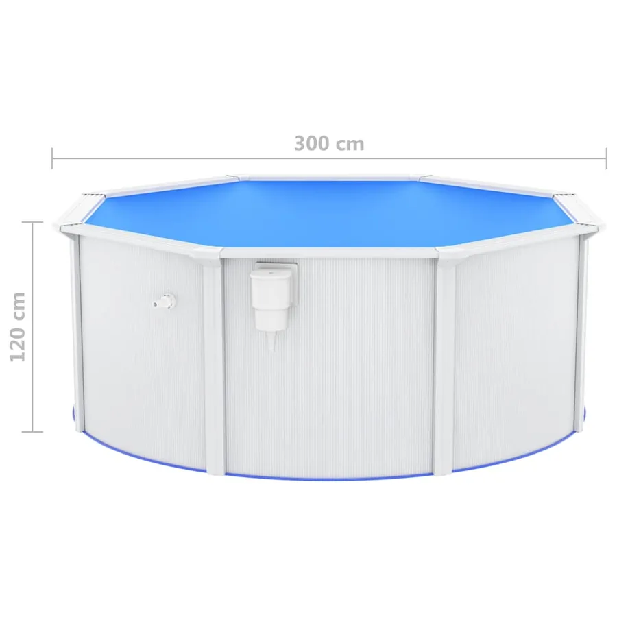 Piscine avec parois en acier 300x120 cm Blanc - 7