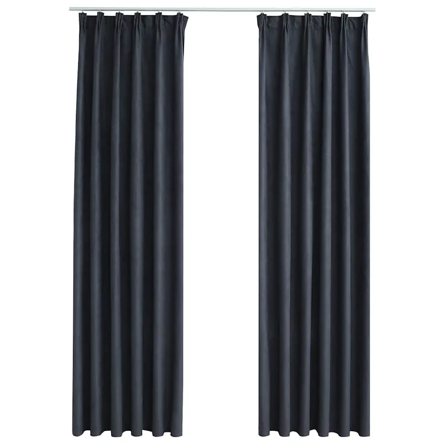 Rideaux occultants avec crochets 2 pcs Anthracite 140x225 cm - 2