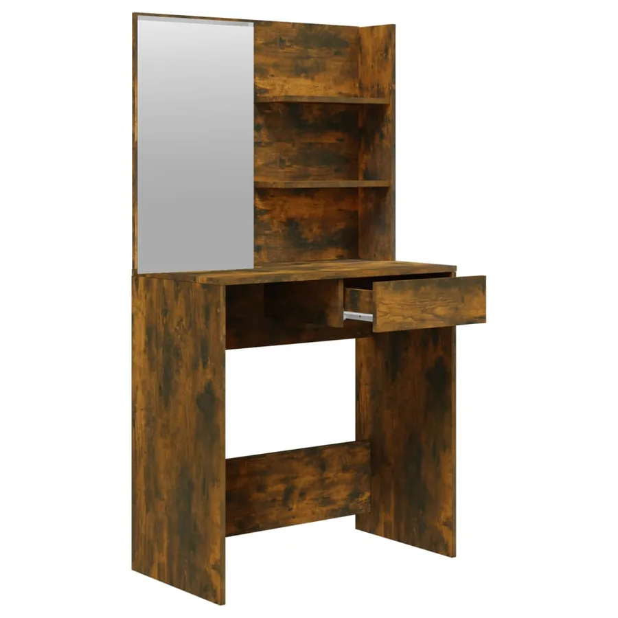 Coiffeuse avec miroir Chêne fumé 74,5x40x141 cm - 7