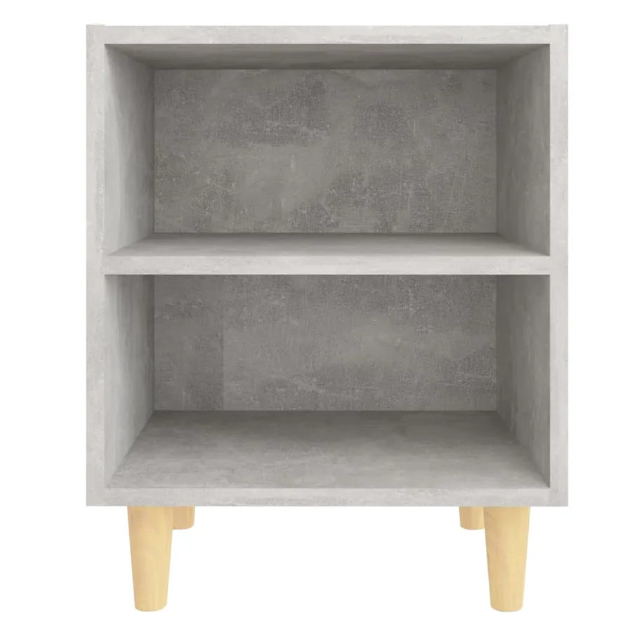 Tables de chevet avec pieds en bois 2 pcs Gris béton 40x30x50cm - 4