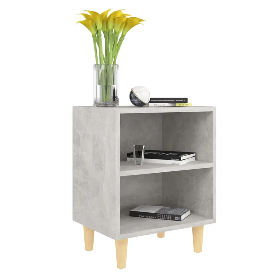 Tables de chevet avec pieds en bois 2 pcs Gris béton 40x30x50cm - 6