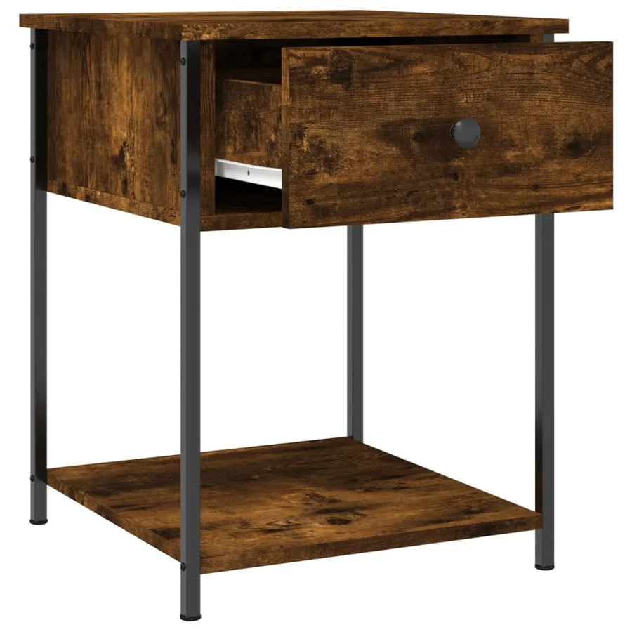 Table de chevet chêne fumé 44x45x58 cm bois d'ingénierie - 5