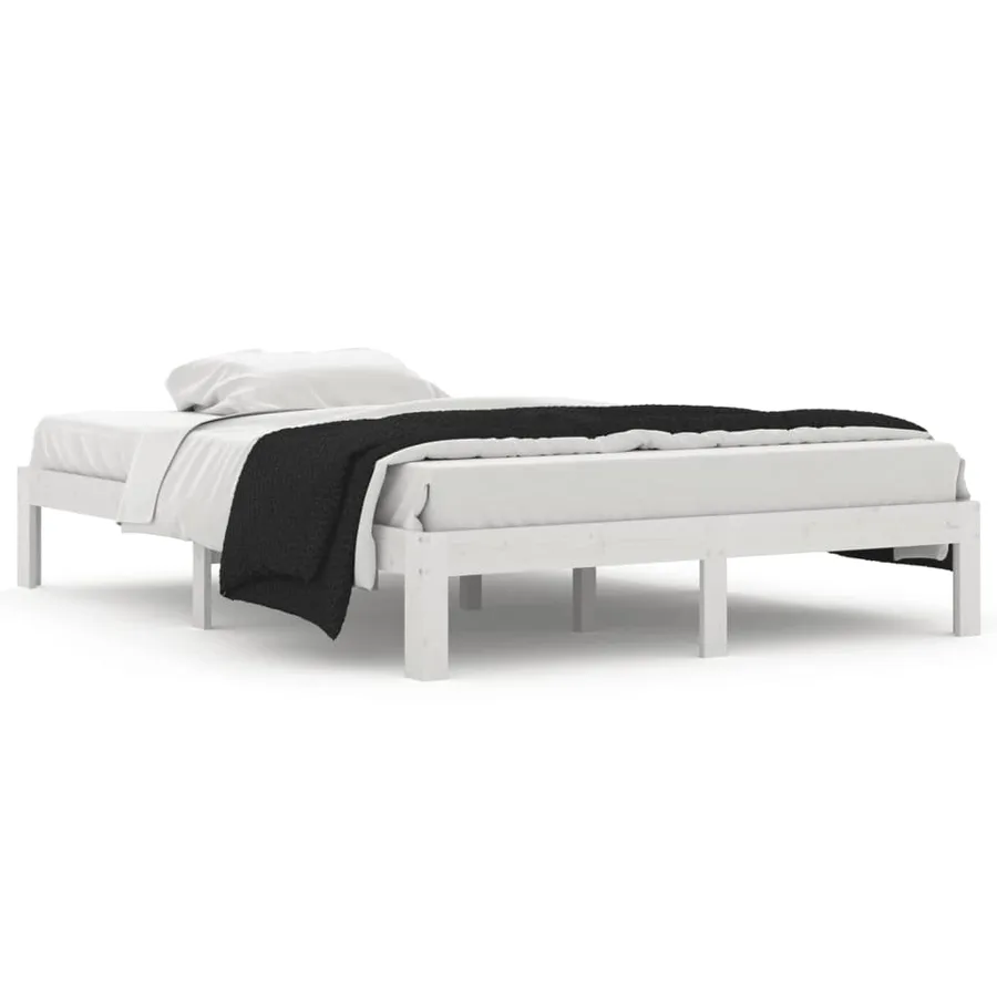 Cadre de lit sans matelas blanc bois de pin massif 140x200 cm - 2