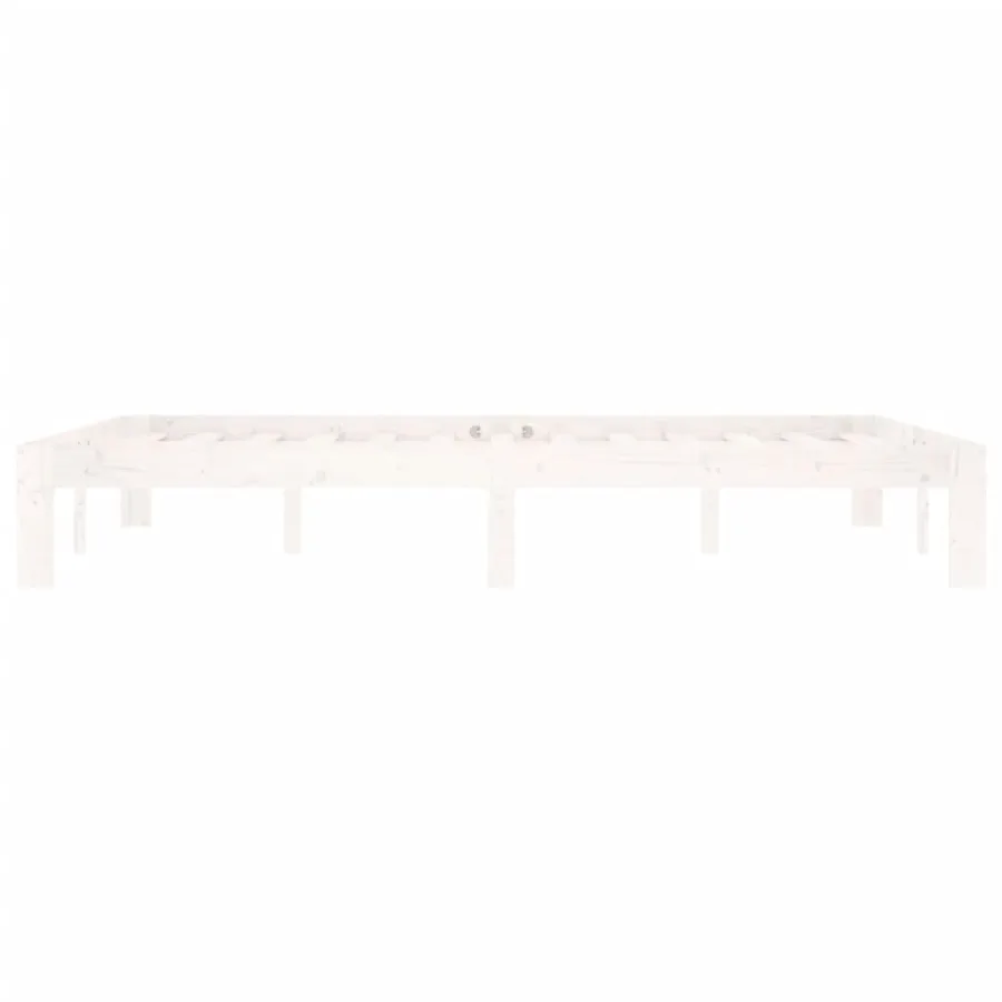 Cadre de lit sans matelas blanc bois de pin massif 140x200 cm - 5