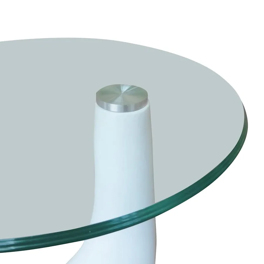 Table basse et dessus de table Verre rond Blanc brillant 2 pcs - 6