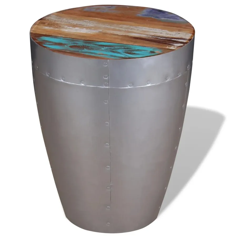 Tabouret aviateur Bois de récupération massif - 3