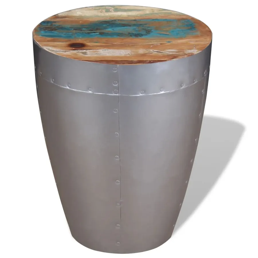 Tabouret aviateur Bois de récupération massif - 4