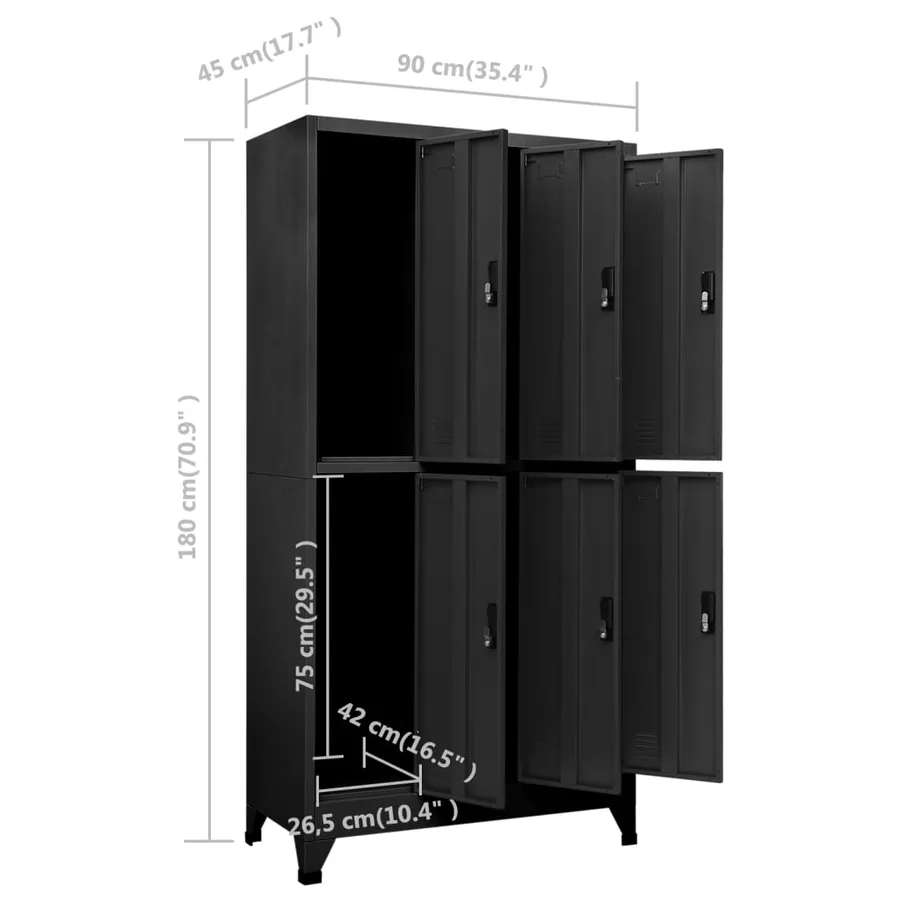 Armoire à casiers Anthracite 90x45x180 cm Acier - 8