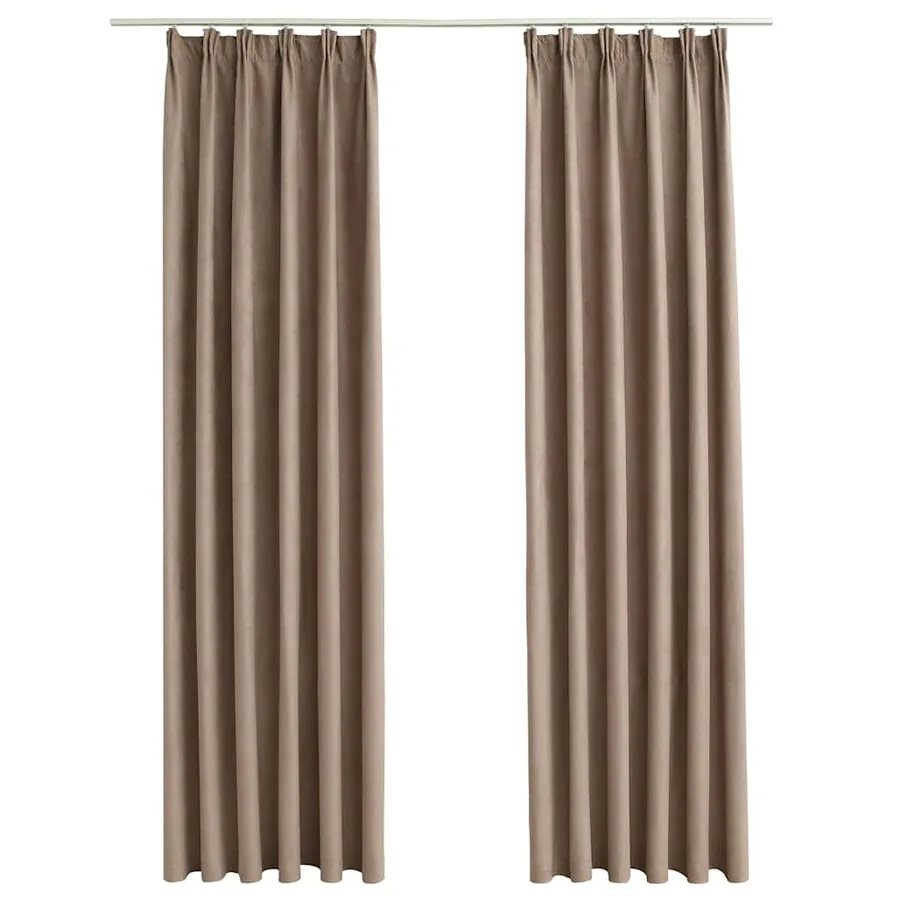 Rideaux occultants avec crochets 2 pcs Taupe 140x245 cm - 2