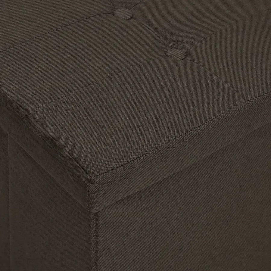 Banc de rangement pliable Marron foncé Faux lin - 6