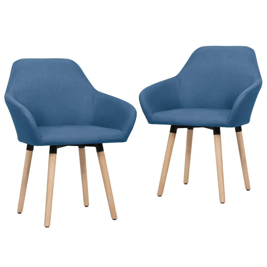Chaises à manger lot de 2 bleu tissu