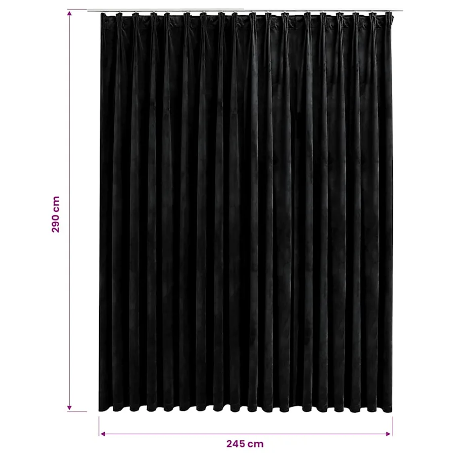 Rideau occultant avec crochets Velours Noir 290x245 cm - 7