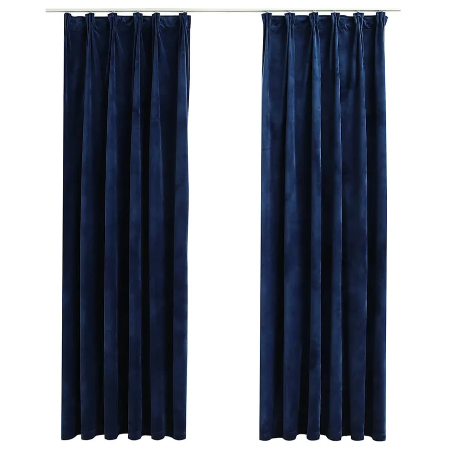 Rideaux occultants et crochet 2pcs Velours Bleu foncé 140x225cm - 2