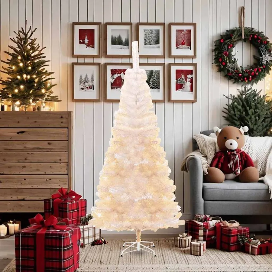 Sapin de Noël artificiel pointes iridescentes Blanc 180 cm PVC - 3