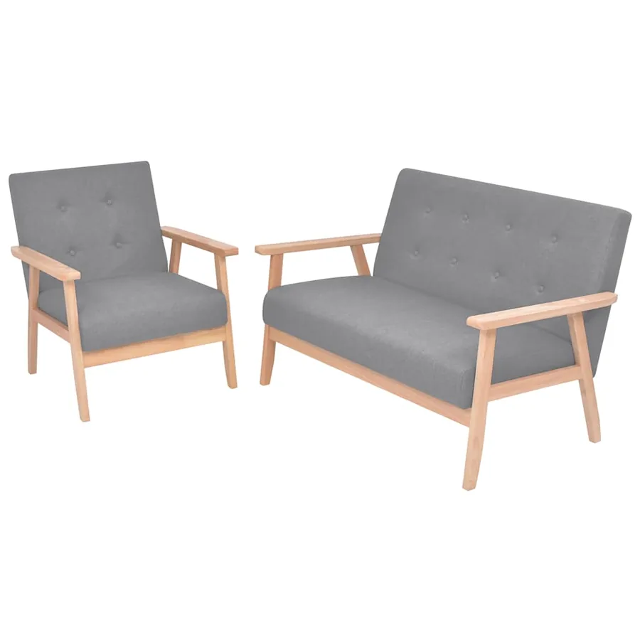 Ensemble de canapés 2 pcs Tissu Gris clair