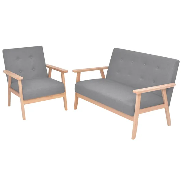 Ensemble de canapés 2 pcs Tissu Gris clair