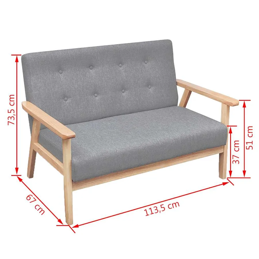 Ensemble de canapés 2 pcs Tissu Gris clair - 9