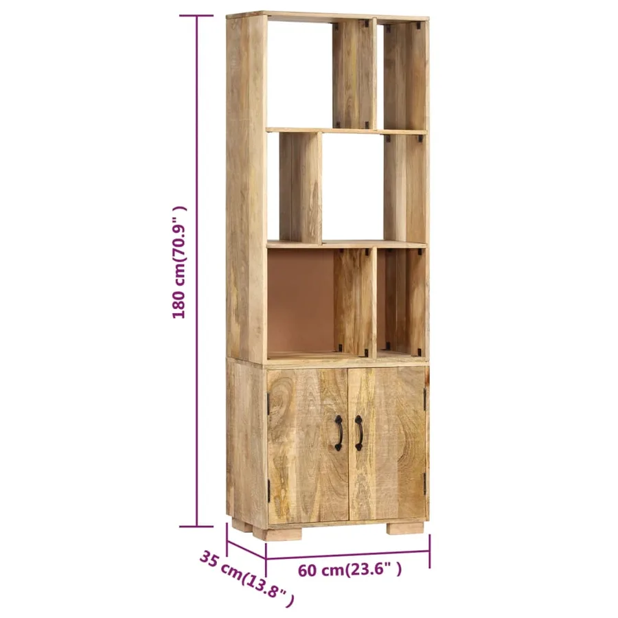 Bibliothèque 60x35x180 cm Bois de manguier solide - 7