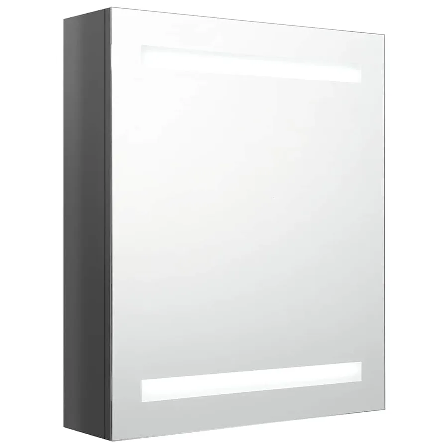 Armoire de salle de bain à miroir LED Gris brillant 50x14x60 cm - 2