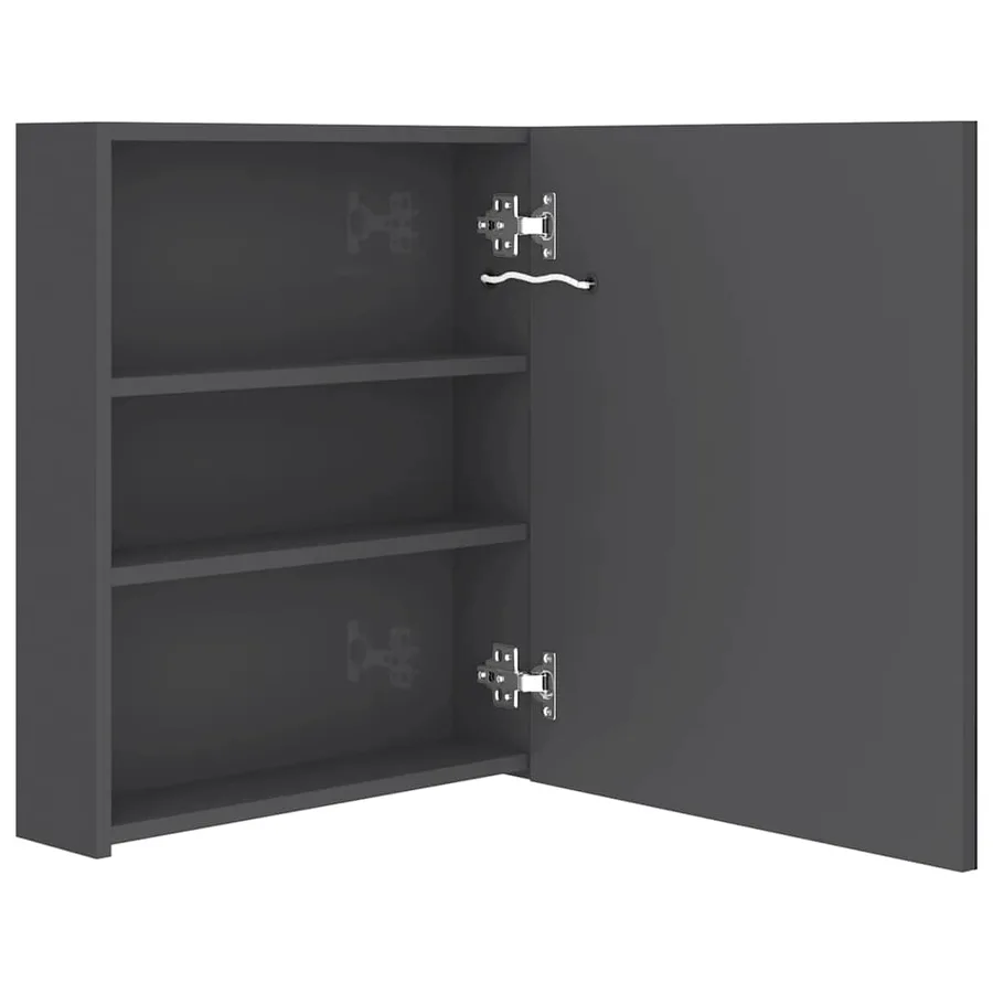 Armoire de salle de bain à miroir LED Gris brillant 50x14x60 cm - 5