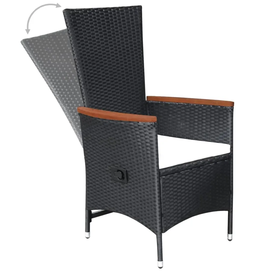 Ensemble à manger d'extérieur 9pcs coussins résine tressée noir - 4