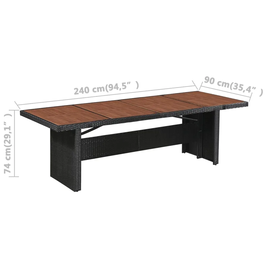 Ensemble à manger d'extérieur 9pcs coussins résine tressée noir - 6