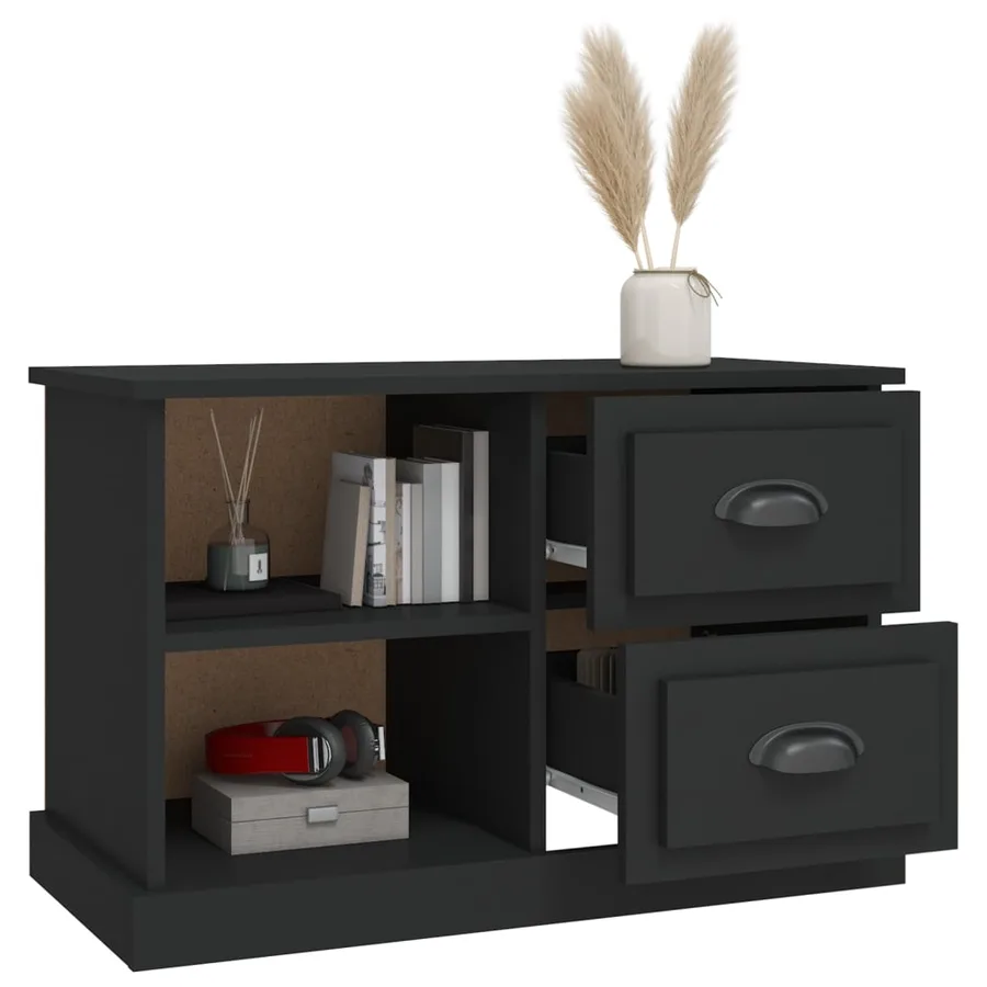 Meuble TV noir 73x35,5x47,5 cm bois d'ingénierie - 5